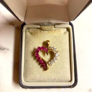 NEW 10k gold pendant with precious stones